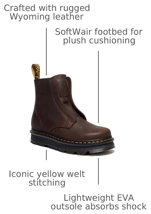 Dr. Martens unisex adult Zebzag Laceless Dark Brown Wyoming