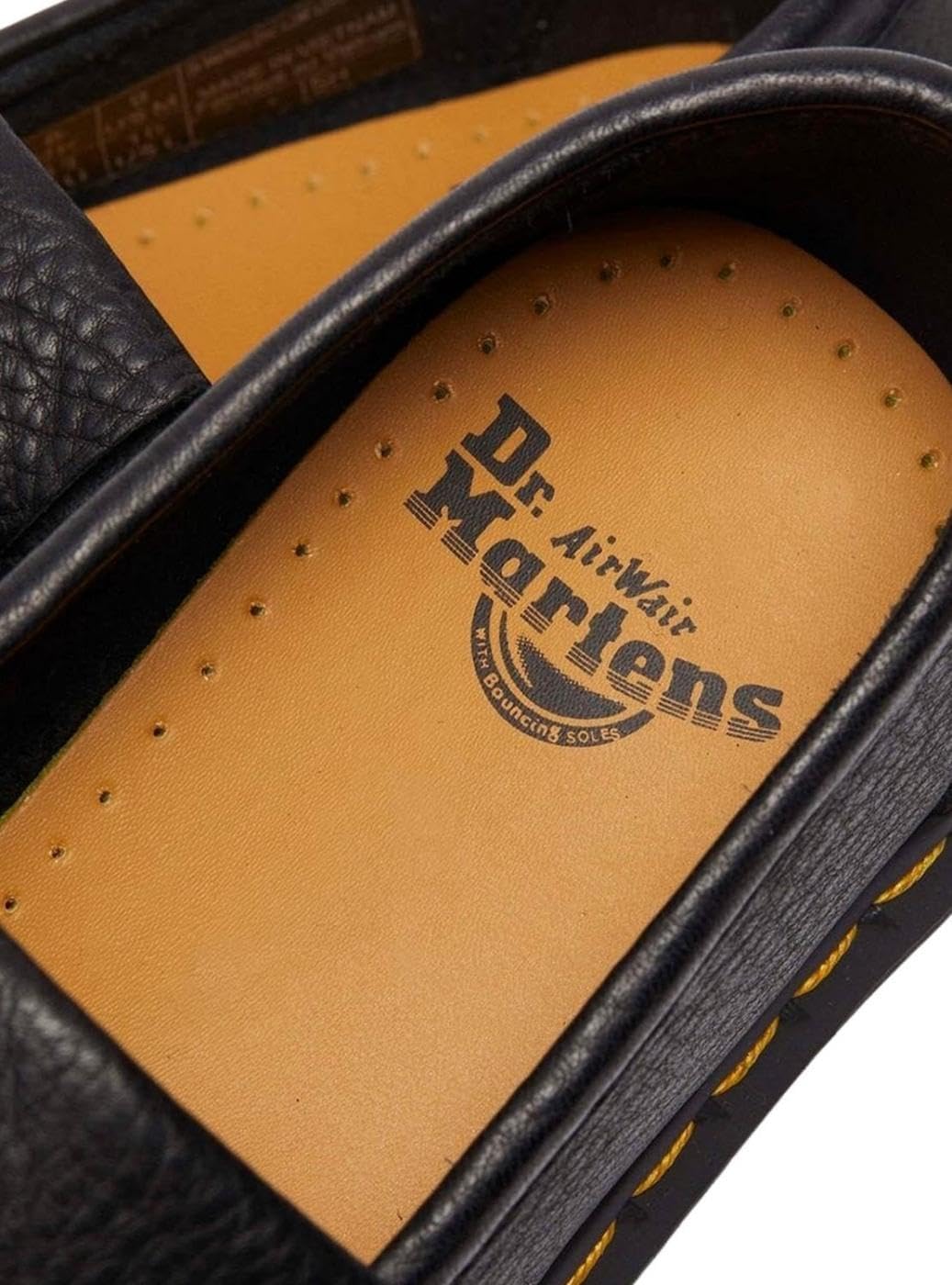 Dr. Martens Unisex Adult Adrian Yellow Stitch Leather Loafers Multicoloured