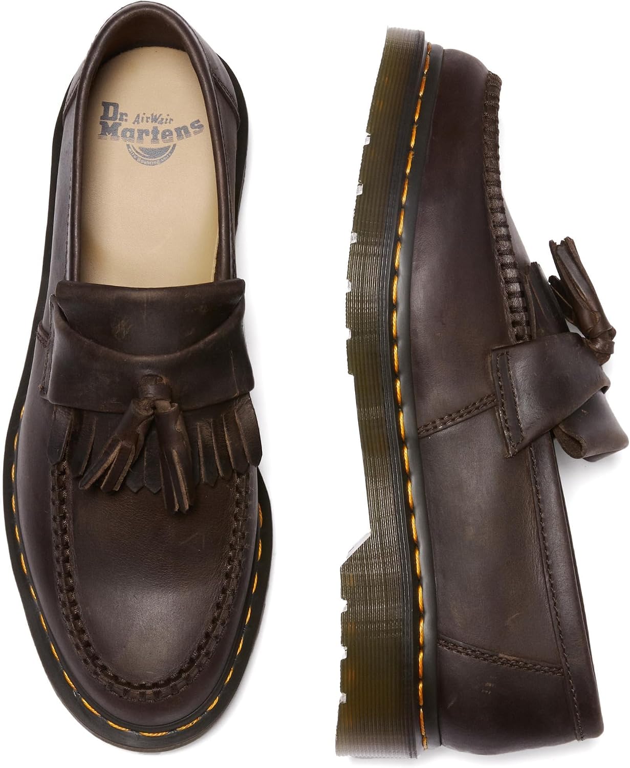 Dr. Martens Unisex Adrian Slip-On Loafer Dark Brown Crazy Horse