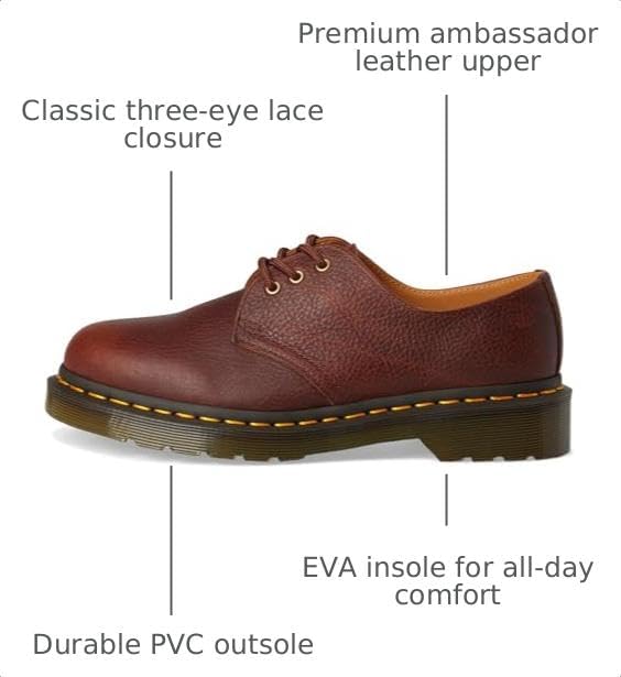 Dr. Martens, Unisex, 1461 Leather Oxford Shoes, Cashew Cashew Ambassador