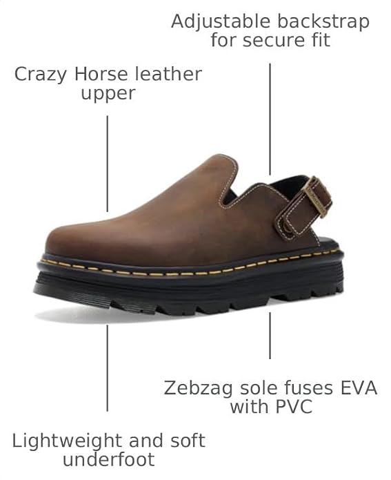 Dr. Martens Unisex Adult Zeb Zag Mule Dark Brown Crazy Horse