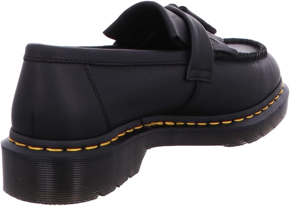 Dr. Martens Unisex Adult Adrian Yellow Stitch Leather Loafers Black Ambassador