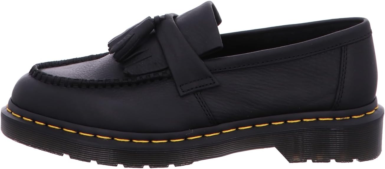 Dr. Martens Unisex Adult Adrian Yellow Stitch Leather Loafers Black Ambassador