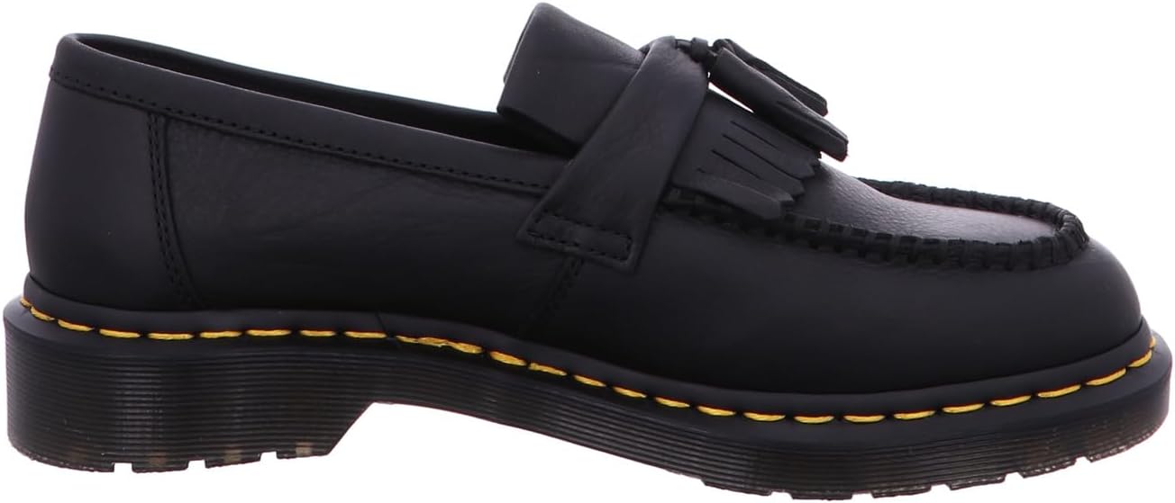 Dr. Martens Unisex Adult Adrian Yellow Stitch Leather Loafers Black Ambassador