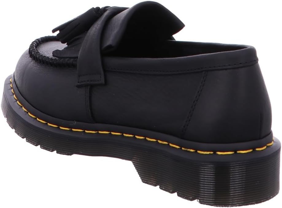 Dr. Martens Unisex Adult Adrian Yellow Stitch Leather Loafers Black Ambassador