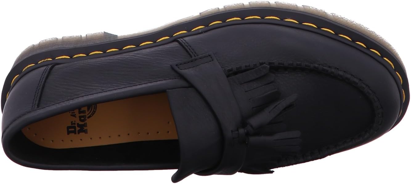 Dr. Martens Unisex Adult Adrian Yellow Stitch Leather Loafers Black Ambassador