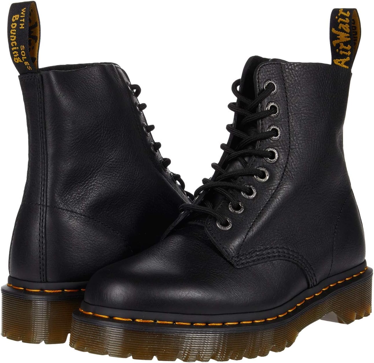 Dr. Martens womens 1460 Pascal Bex Pisa Leather Lace Up Boots Black Pisa