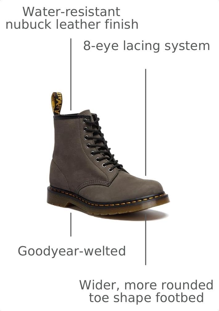 Dr. Martens Unisex Adult 1460 Milled Nubeck Wp Gunmetal