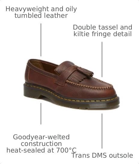 Dr. Martens Unisex Adult Adrian Yellow Stitch Leather Loafers Cashew