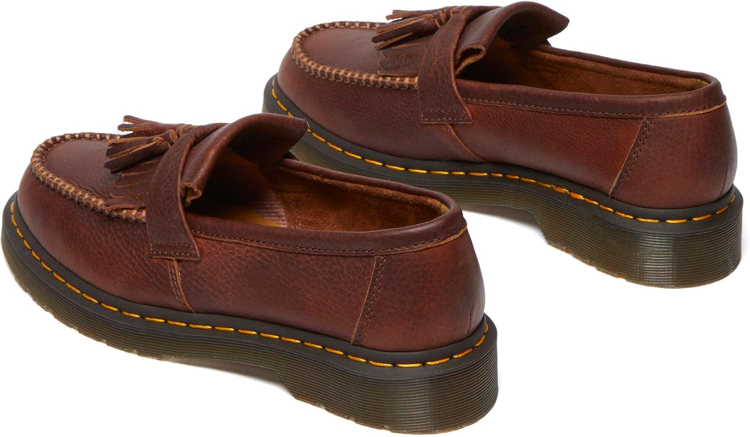 Dr. Martens Unisex Adult Adrian Yellow Stitch Leather Loafers Cashew
