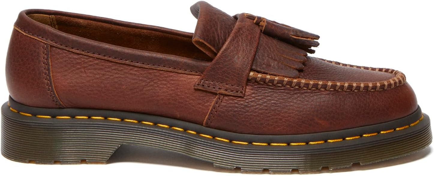 Dr. Martens Unisex Adult Adrian Yellow Stitch Leather Loafers Cashew