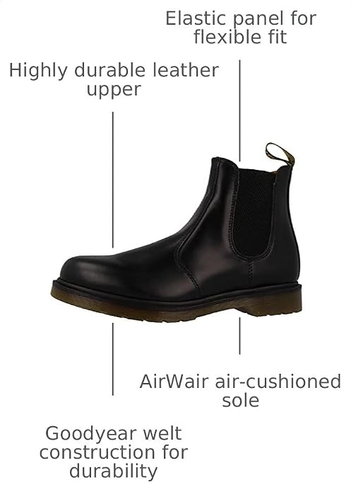 Dr. Martens Unisex 2976 Smooth Leather Chelsea Boot, Black, 6 Women5 Men