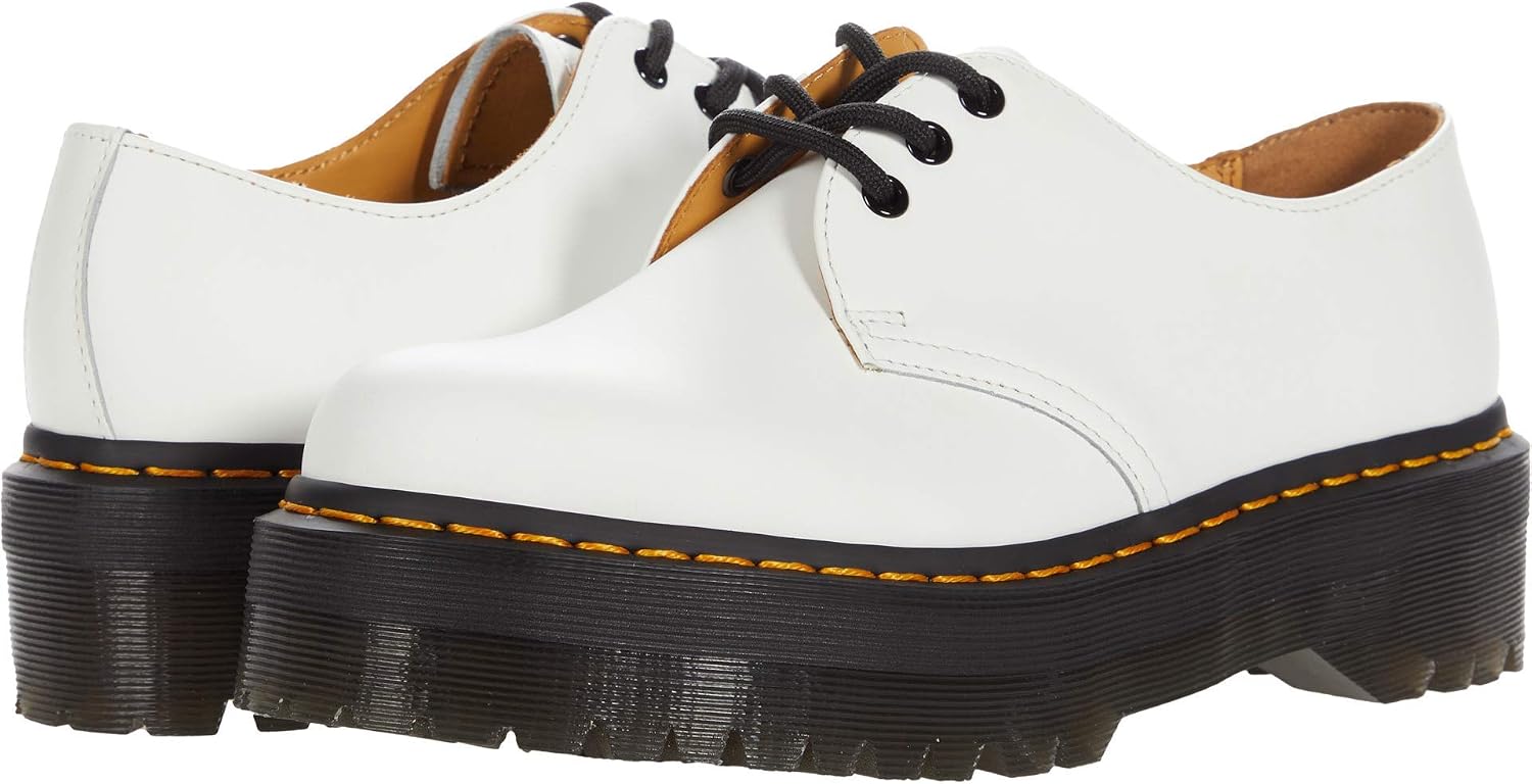 Dr. Martens Unisex-Adult V 1461 Quad Mono White Polished Smooth