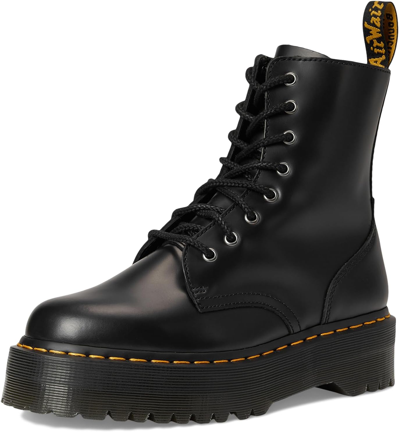 Dr. Martens Jadon Smooth Leather Platform Boots Black Polished Smooth