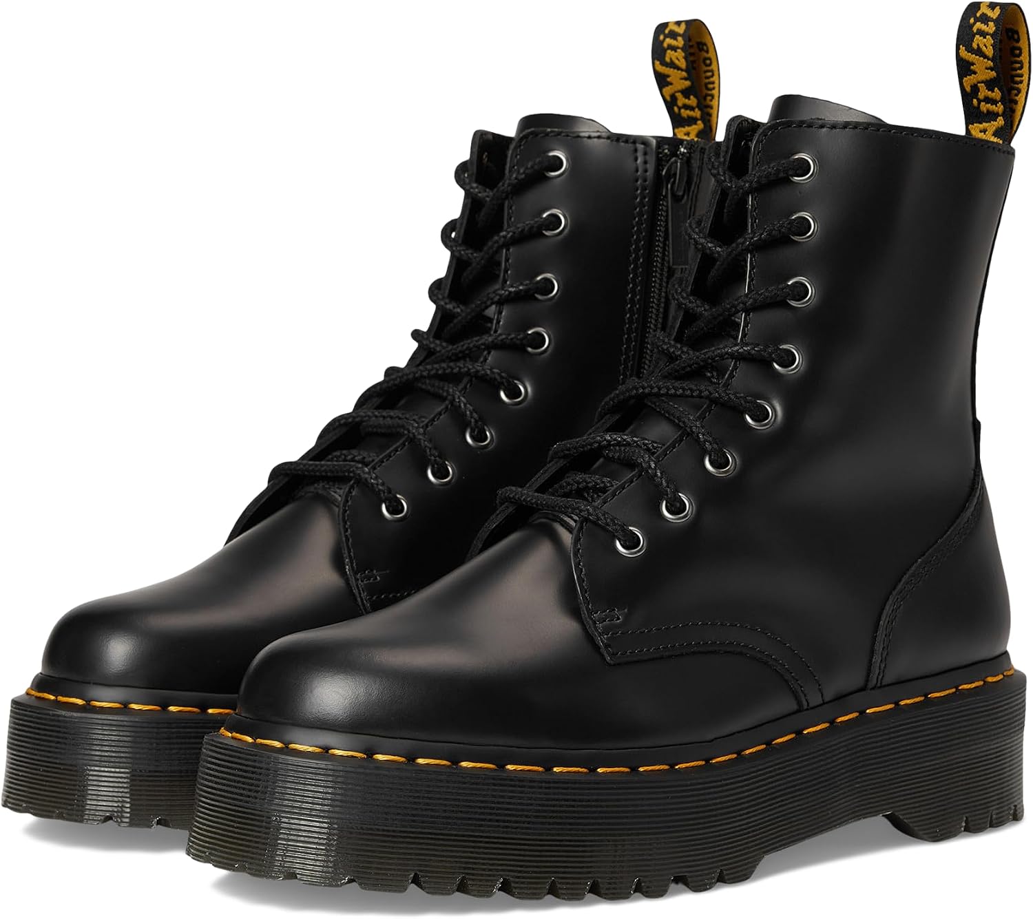 Dr. Martens Jadon Smooth Leather Platform Boots Black Polished Smooth