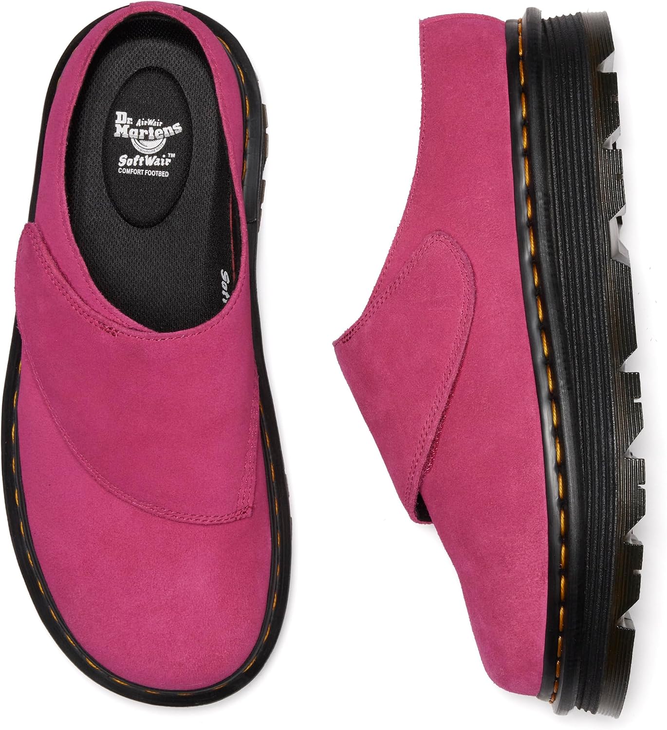 Dr. Martens Unisex Zebzag Anywair Mule Fuchsia Pink Bronx Suede