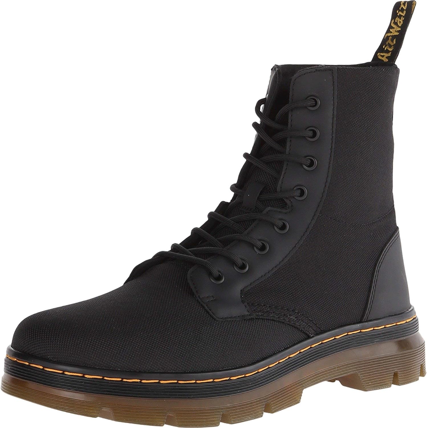 Dr. Martens Men's Combs Nylon Combat Boot Black Extra Tough Poly+rubbery