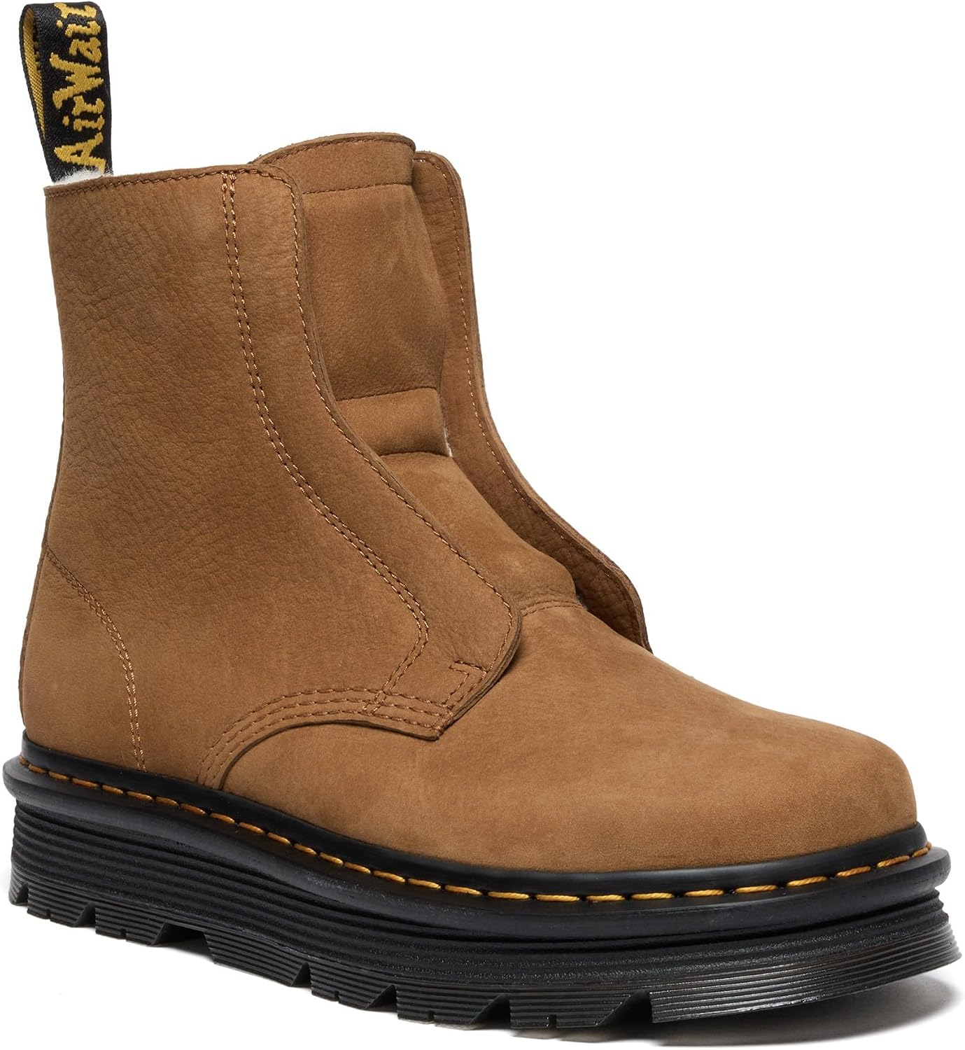 Dr. Martens unisex-adult Zebzag Laceless Boot Desert Brown Milled Nubuck