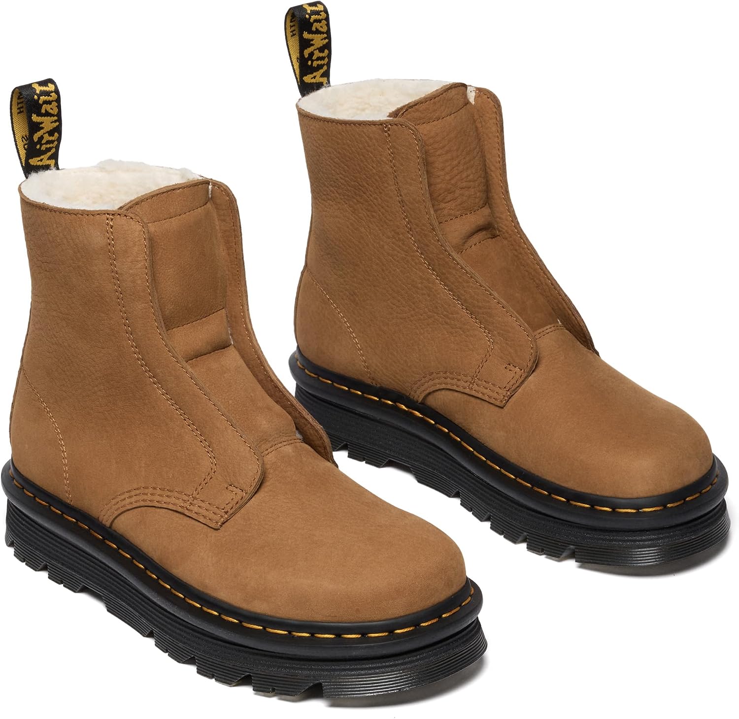 Dr. Martens unisex-adult Zebzag Laceless Boot Desert Brown Milled Nubuck