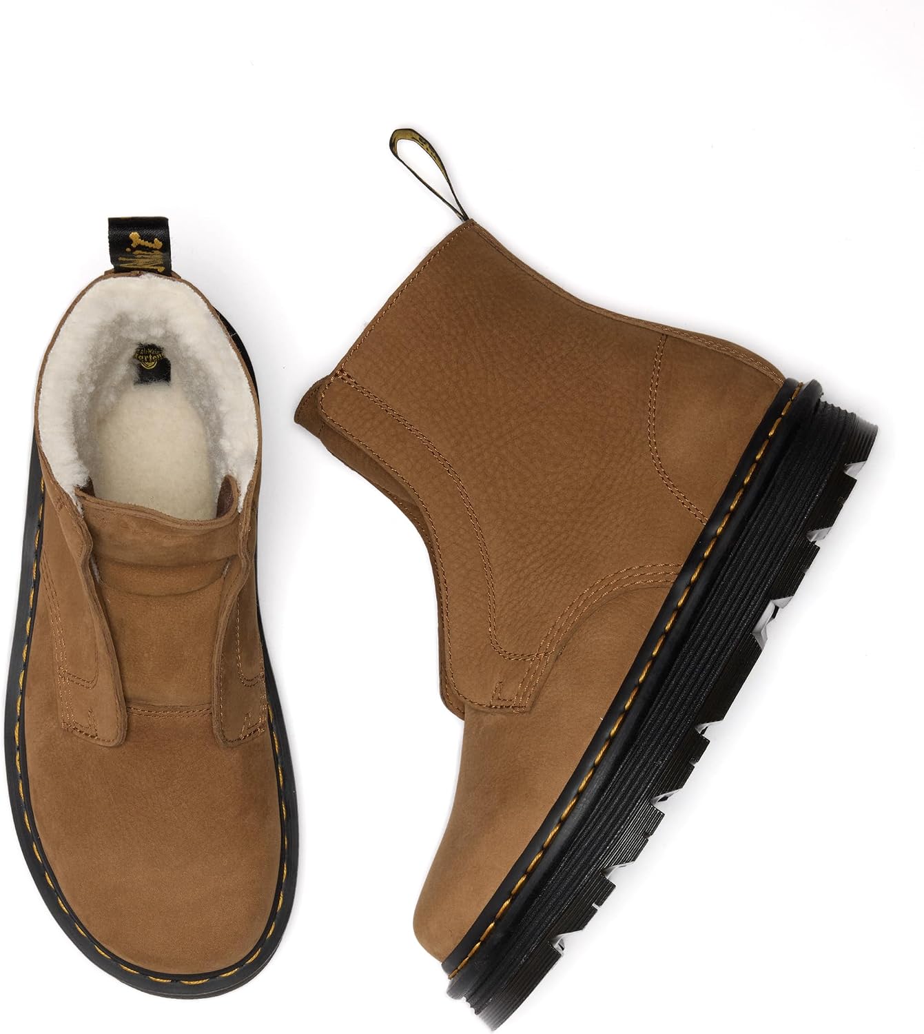 Dr. Martens unisex-adult Zebzag Laceless Boot Desert Brown Milled Nubuck