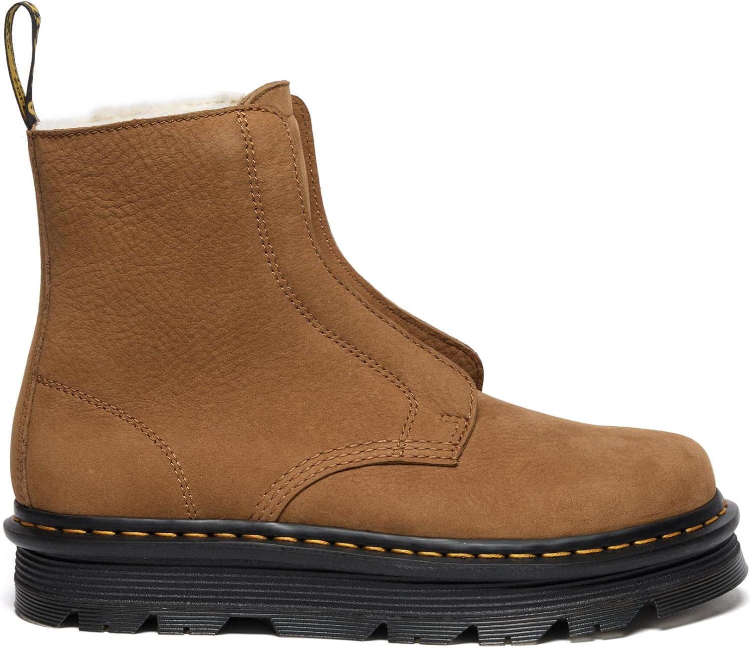 Dr. Martens unisex-adult Zebzag Laceless Boot Desert Brown Milled Nubuck