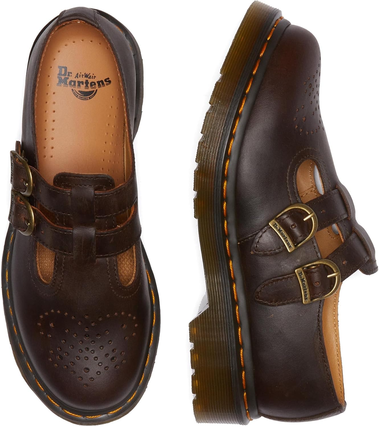 Dr. Martens Women's 8065 Mary Jane Leather Flat Shoe Dark Brown