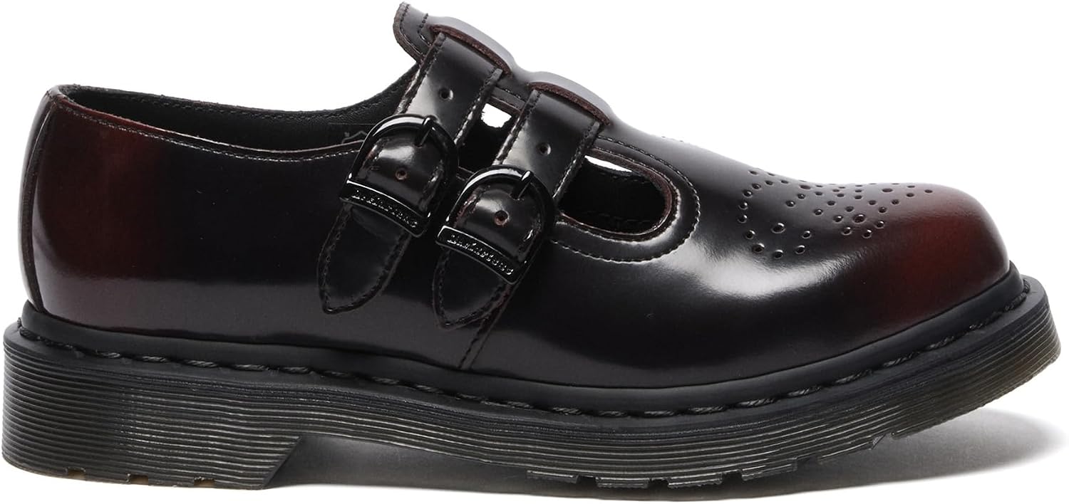Dr. Martens Women's 8065 Mary Jane Leather Flat Shoe Cherry Red