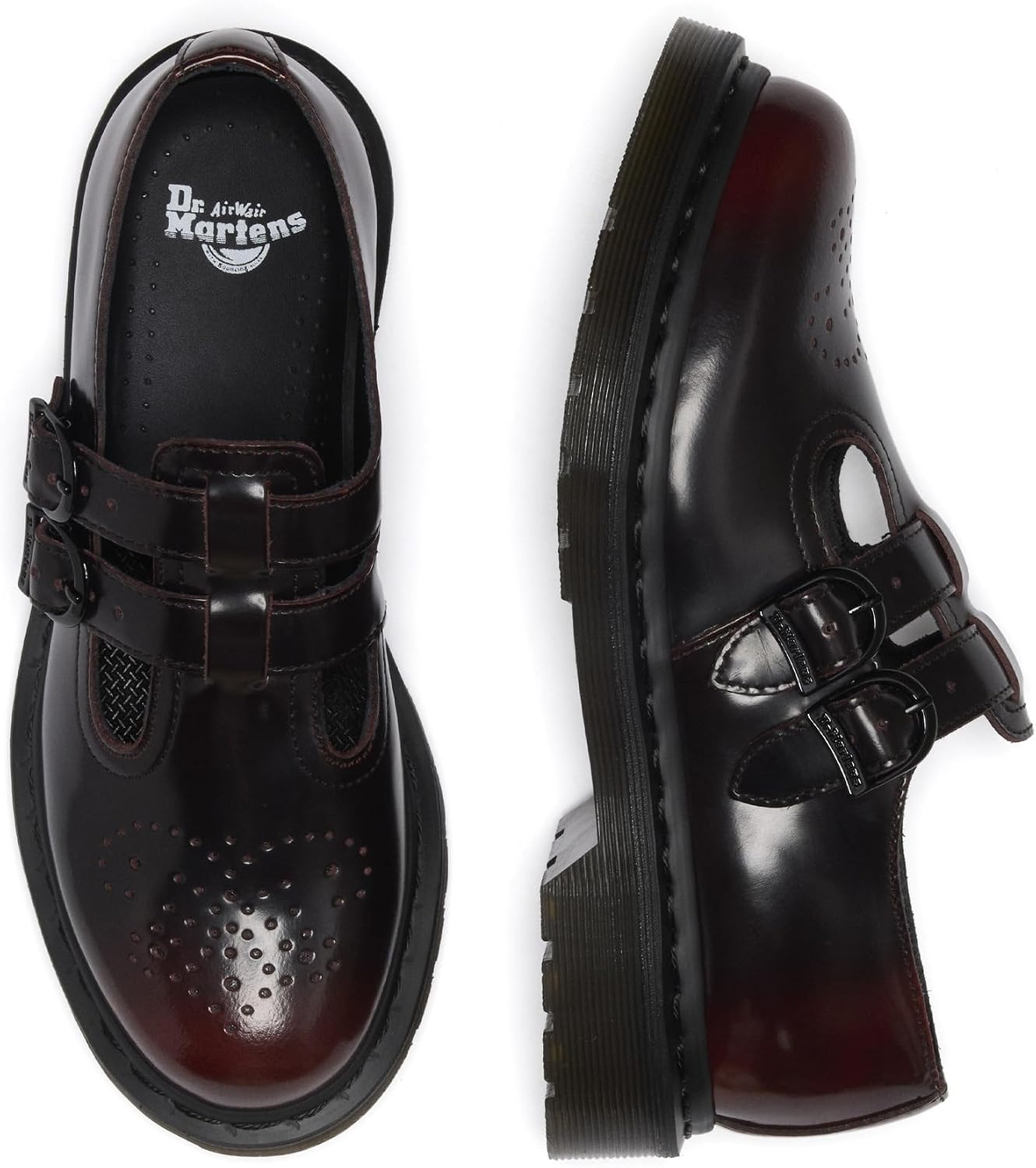 Dr. Martens Women's 8065 Mary Jane Leather Flat Shoe Cherry Red