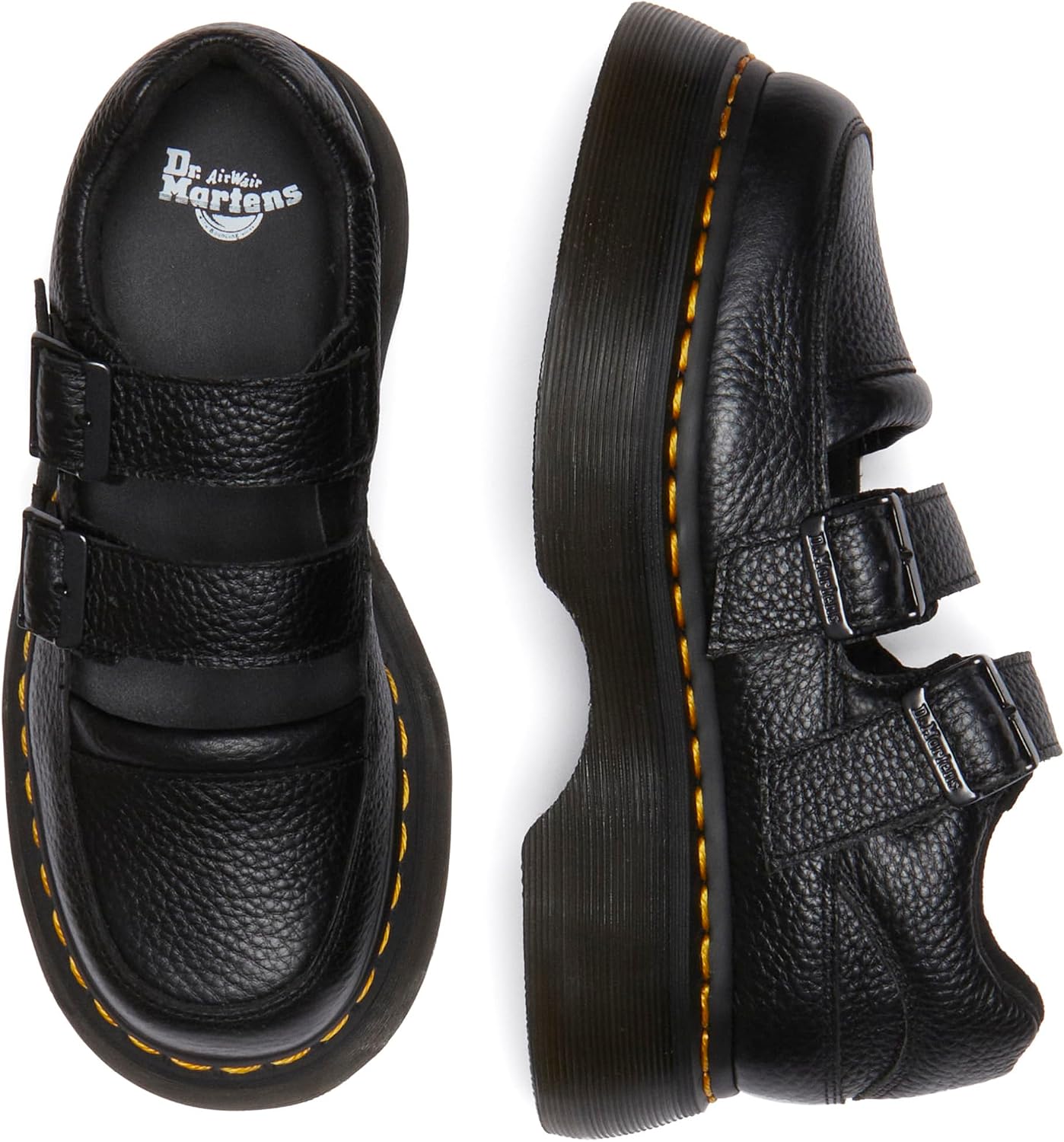 Dr. Martens Women's Buzz Mary Jane Leather Quad Shoe Black