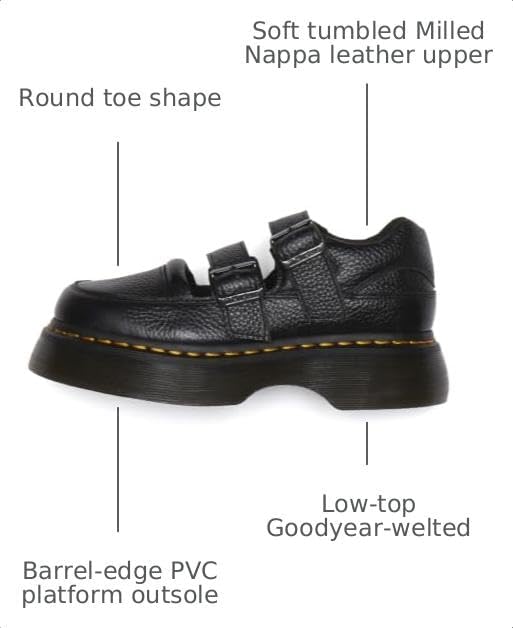 Dr. Martens Women's Buzz Mary Jane Leather Quad Shoe Black