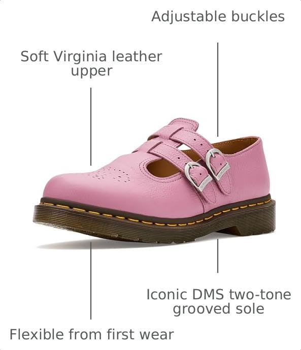 Dr. Martens Women's 8065 Mary Jane Leather Flat Shoe Dusty Rose Virginia