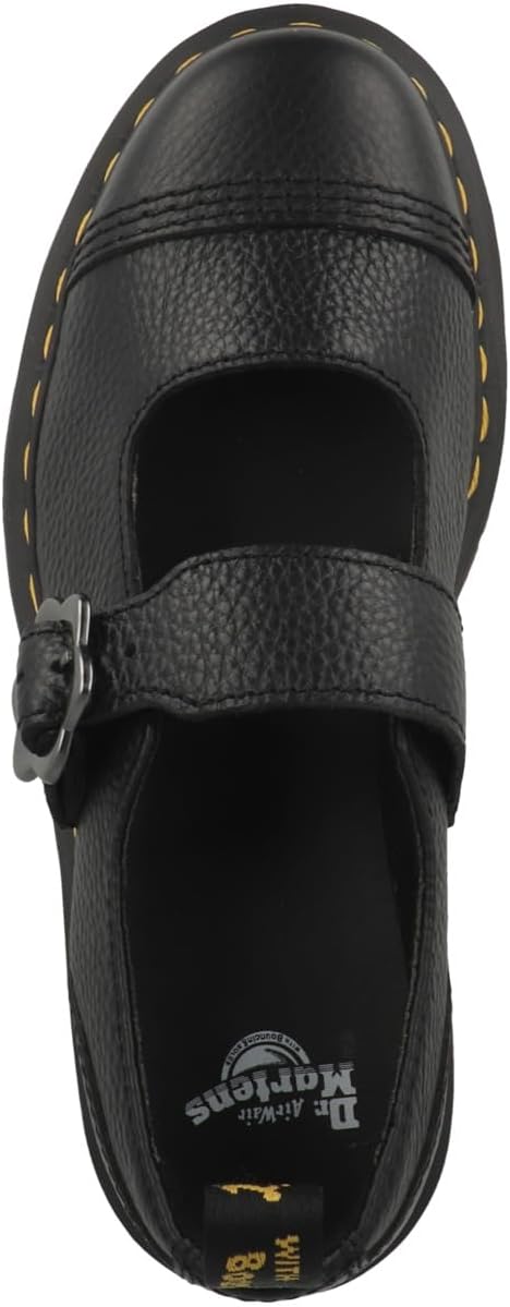 Dr. Martens Women's Addina Flower Leather Quad Shoe Black Milled Nappa