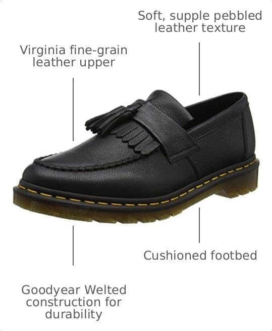 Dr. Martens Unisex Adrian Slip-On Loafer Black Virginia