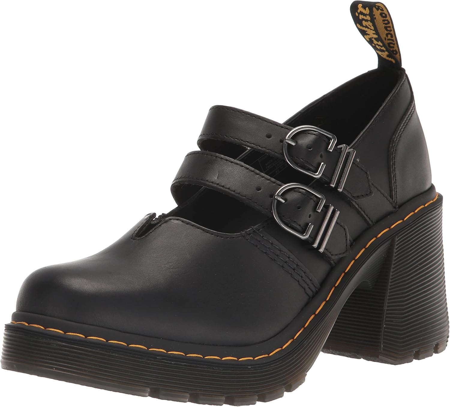 Dr. Martens Women's Eviee Mary Jane Leather Heeled Shoe Black Sendal