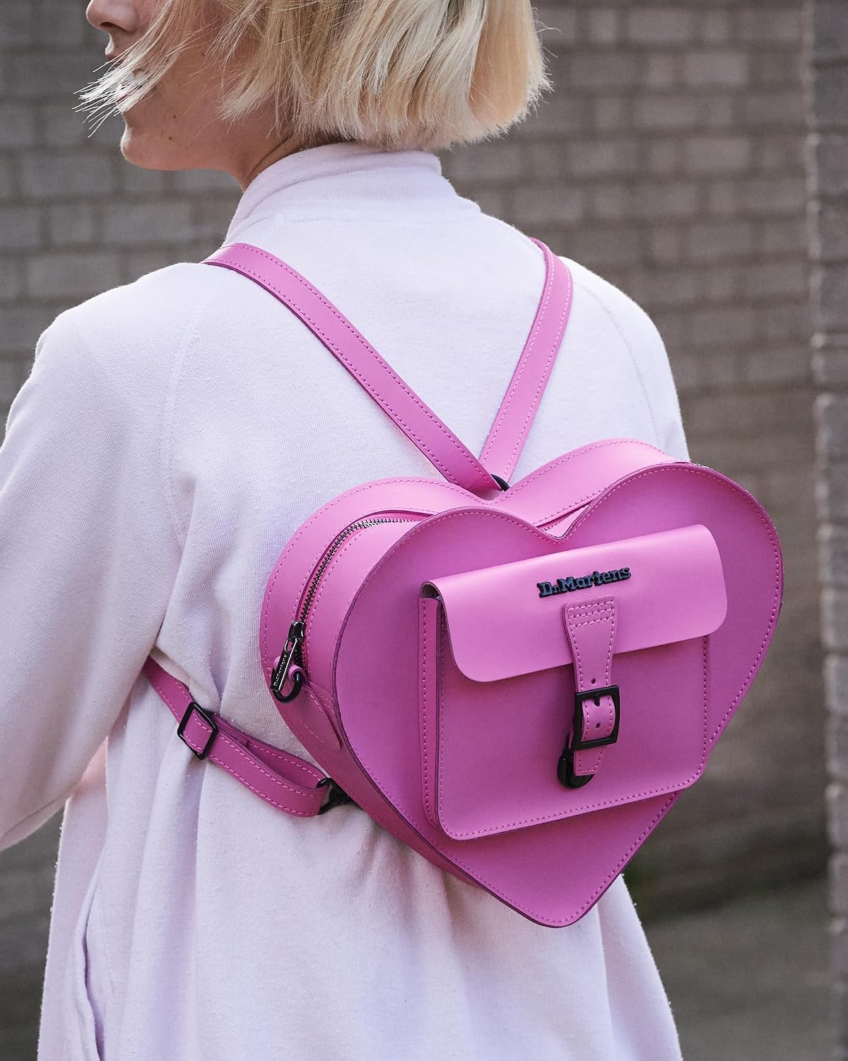 Dr. Martens Transparent Heart Shaped Backpack Pink Kiev+pink Smooth
