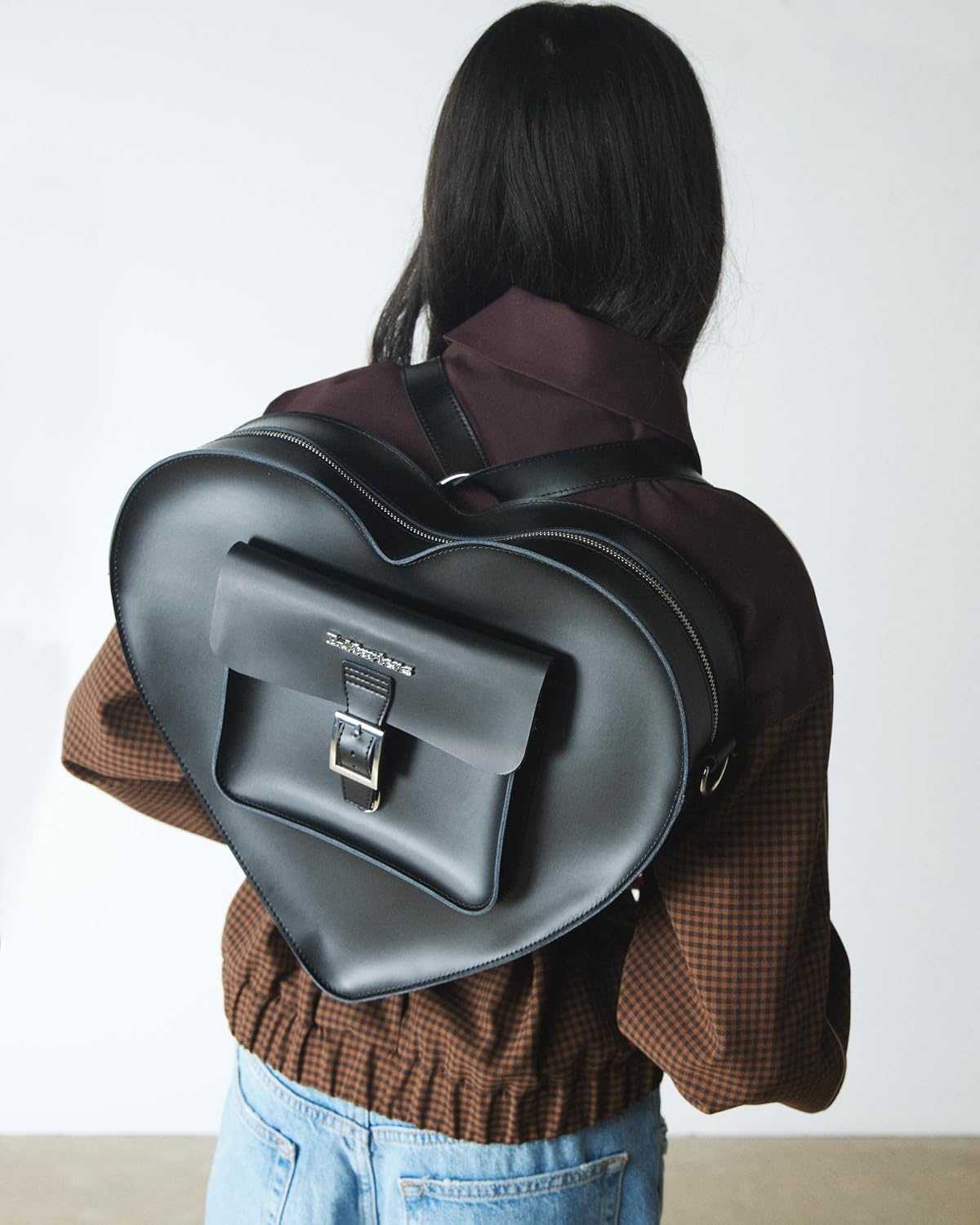 Dr. Martens Transparent Heart Shaped Backpack Black Kiev+black Smooth