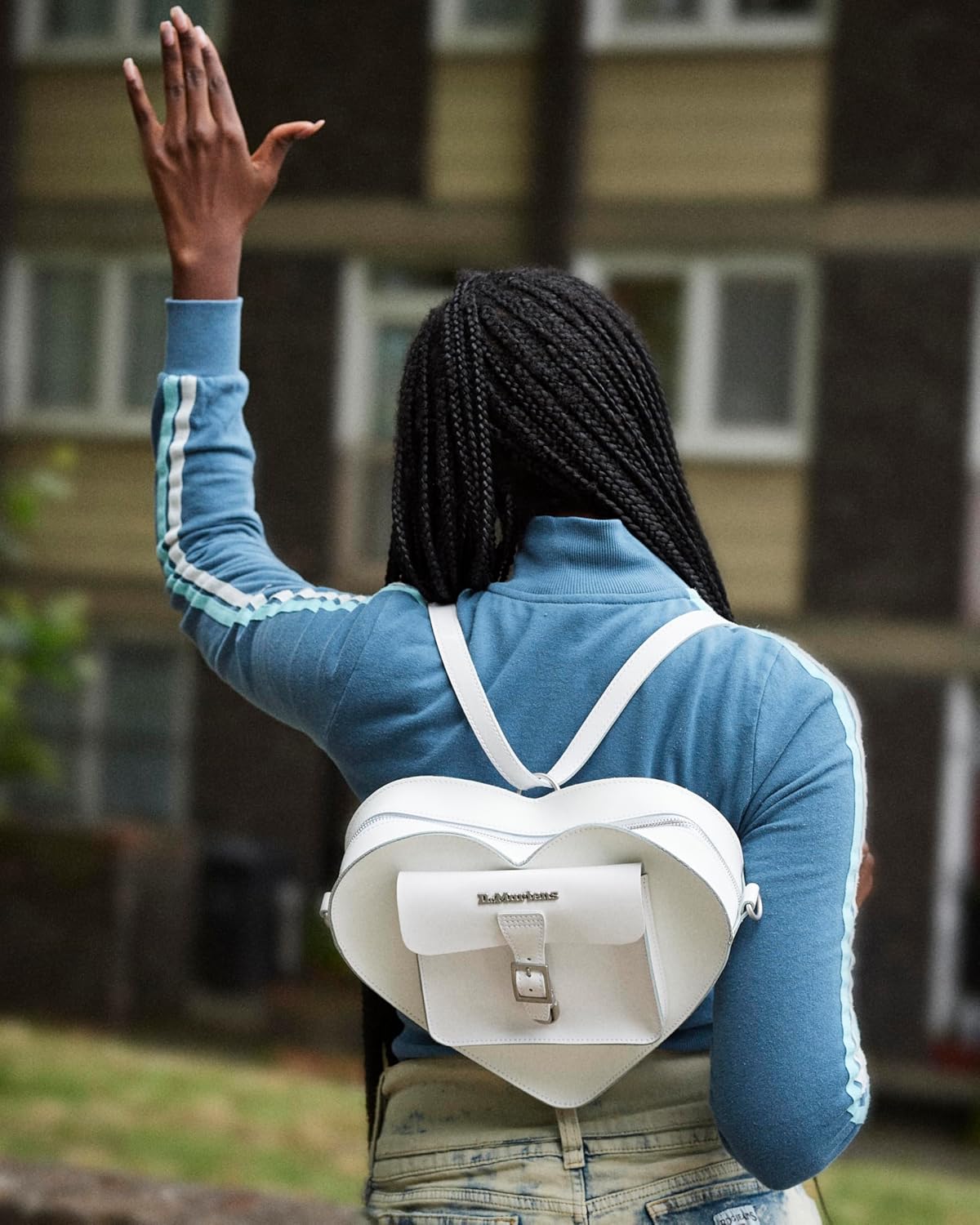 Dr. Martens Transparent Heart Shaped Backpack White Kiev+patent Lamper+smooth