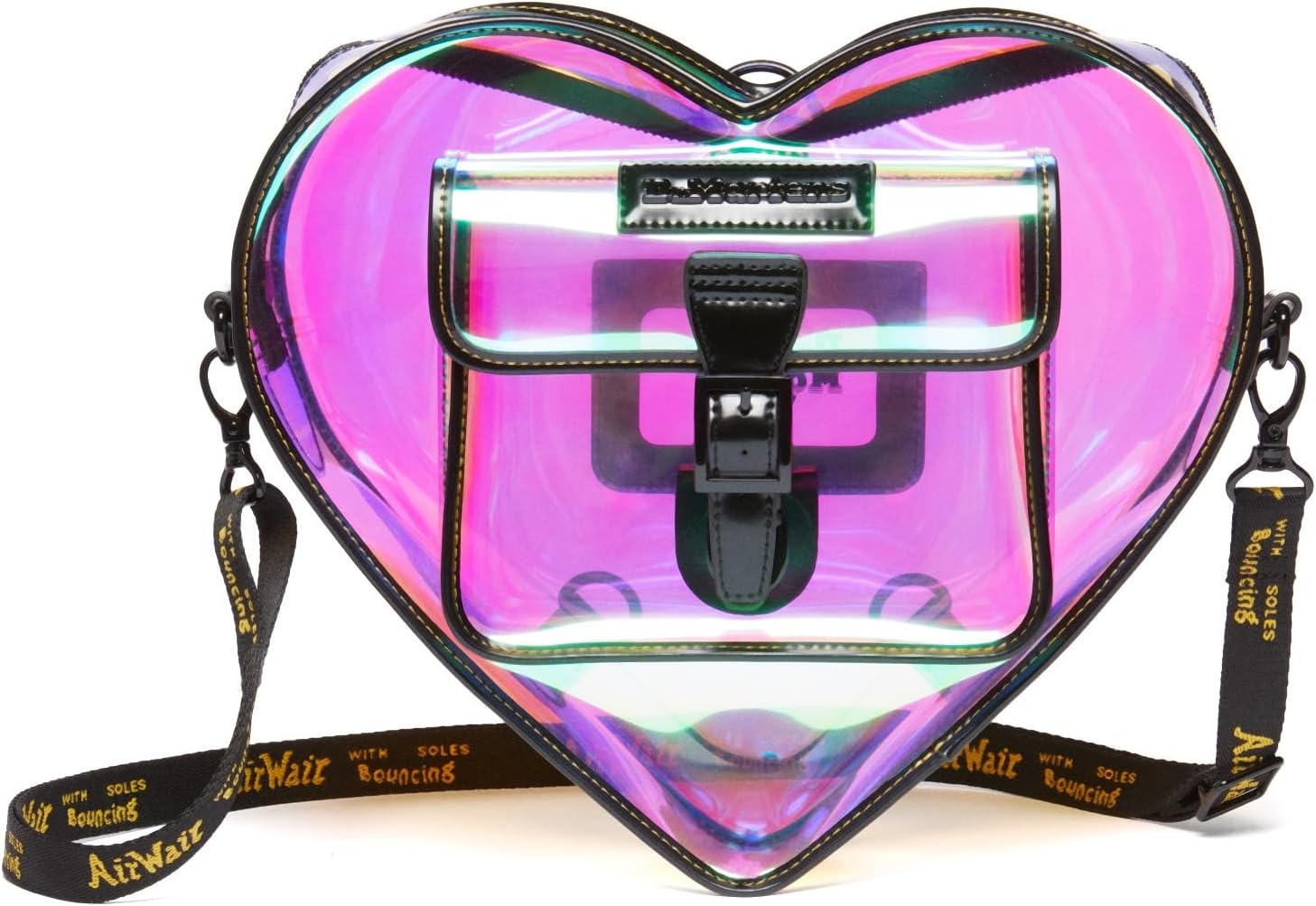 Dr. Martens Transparent Heart Shaped Backpack Black Iridescent Pu+felix Rub Off