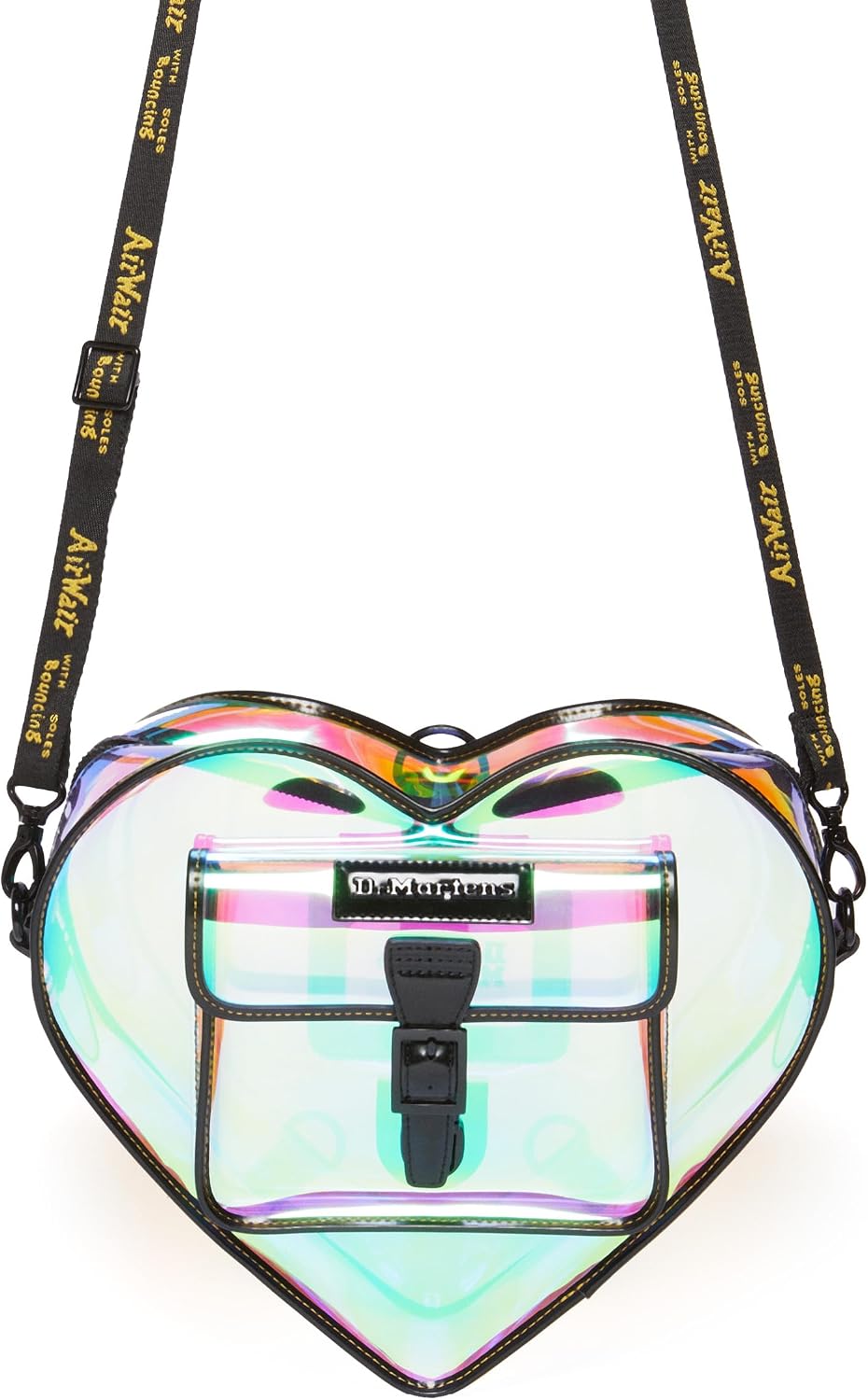Dr. Martens Transparent Heart Shaped Backpack Black Iridescent Pu+felix Rub Off