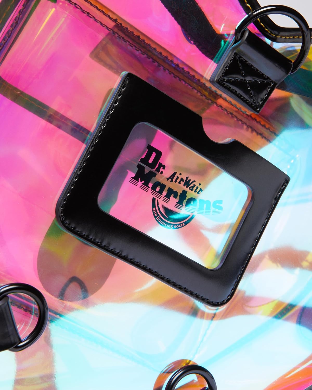 Dr. Martens Transparent Heart Shaped Backpack Black Iridescent Pu+felix Rub Off