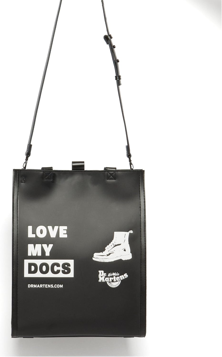 Dr. Martens Leather DNA Love My Docs Tote Bag, Black Smooth+Black Kiev