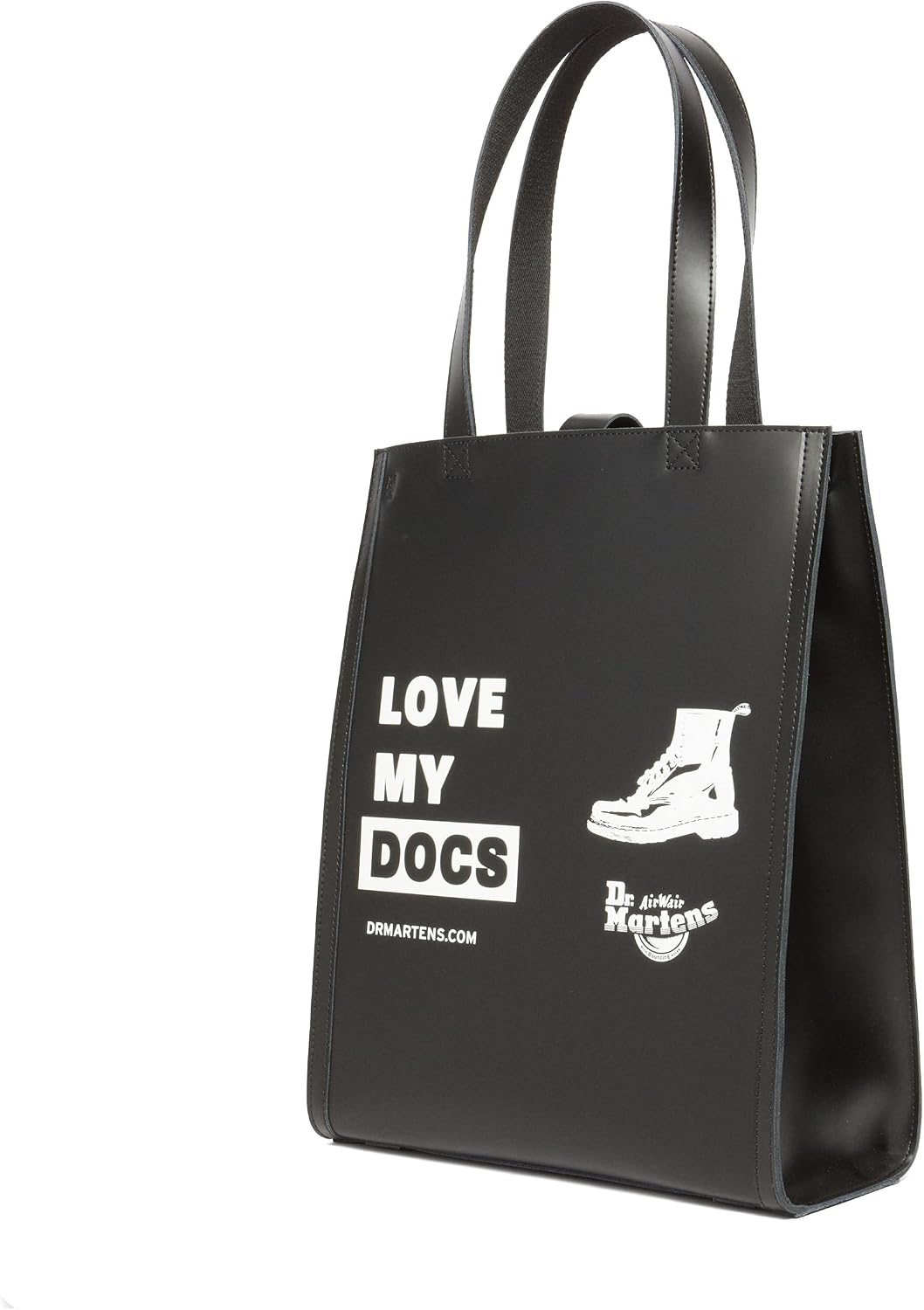Dr. Martens Leather DNA Love My Docs Tote Bag, Black Smooth+Black Kiev