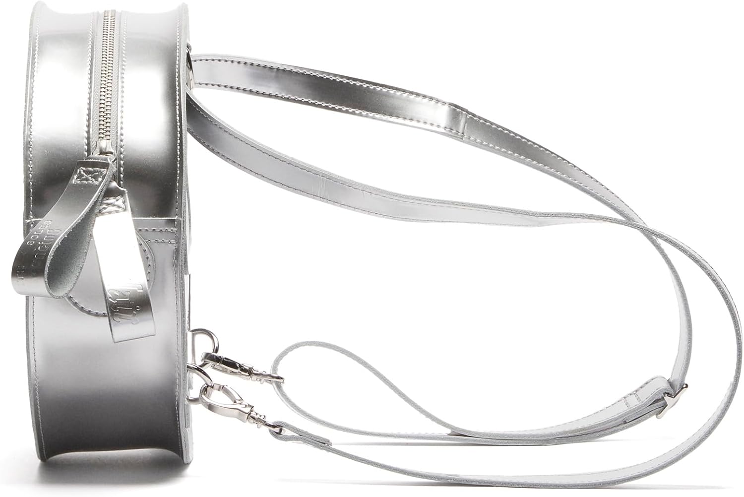 Dr. Martens Leather Round Backpack Silver Metallic Patent