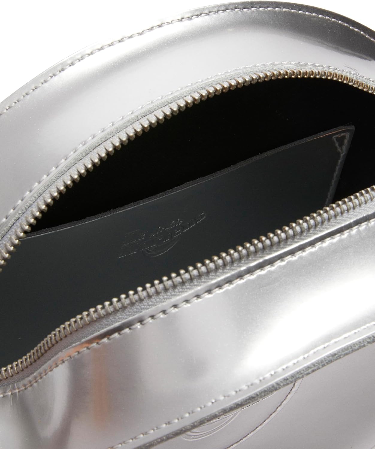 Dr. Martens Leather Round Backpack Silver Metallic Patent