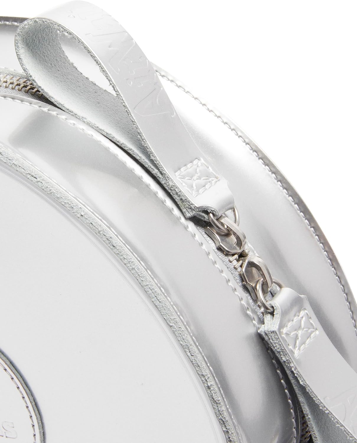 Dr. Martens Leather Round Backpack Silver Metallic Patent