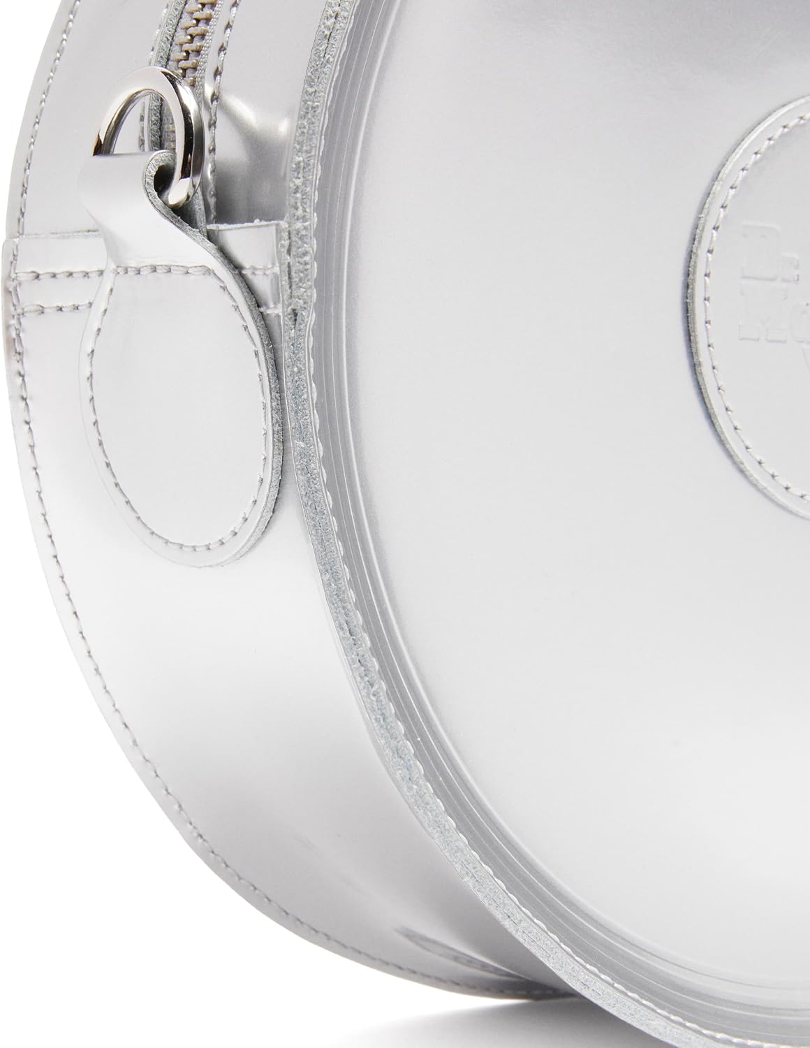 Dr. Martens Leather Round Backpack Silver Metallic Patent