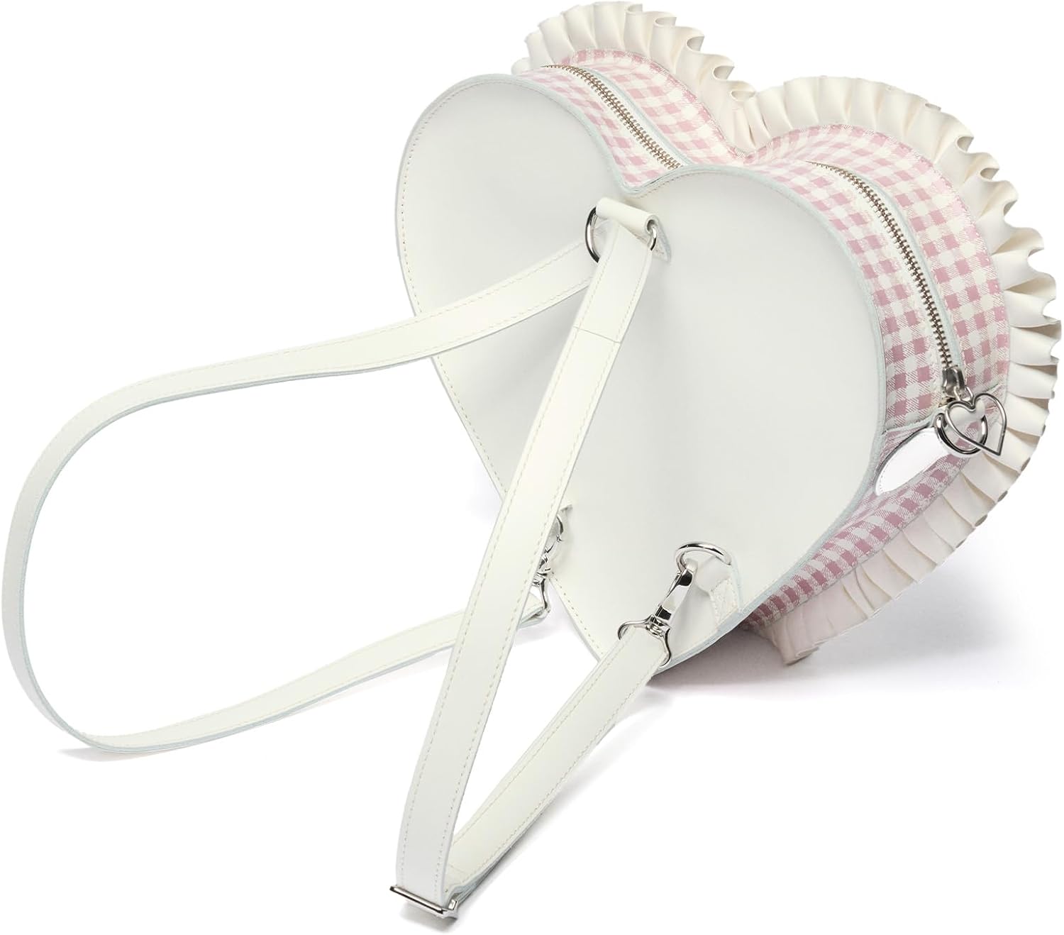 Dr. Martens unisex-adult Heart Backpack White+dusty Rose Smooth Gingham Print