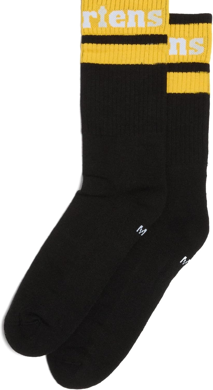 Dr. Martens Unisex Double Doc Sock Black+white+yellow Organic Cotton Blend