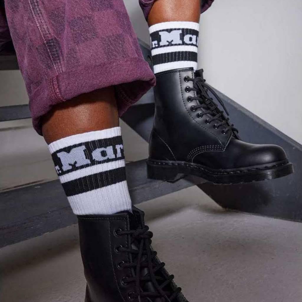 Dr. Martens Unisex Double Doc Sock White+black Organic Cotton Blend