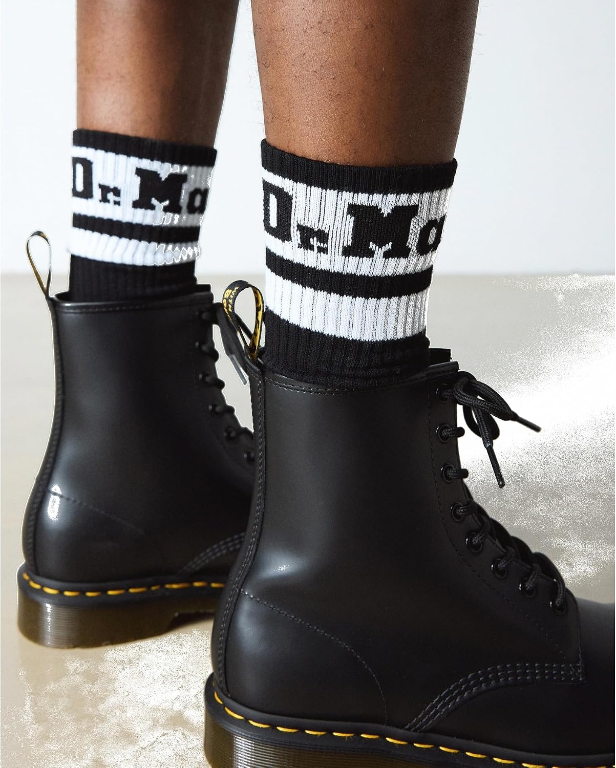 Dr. Martens Unisex Double Doc Sock Black+white Organic Cotton Blend